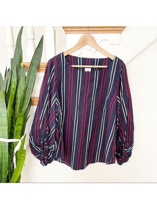 CAbi Tops - Cabi Striped Flag Blouse Style 5516 Navy Stripe Size Medium